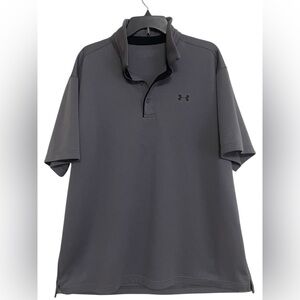 Under Armour HeatGear 2XL Gray Striped Polo Shirt Short Sleeve Performance Golf